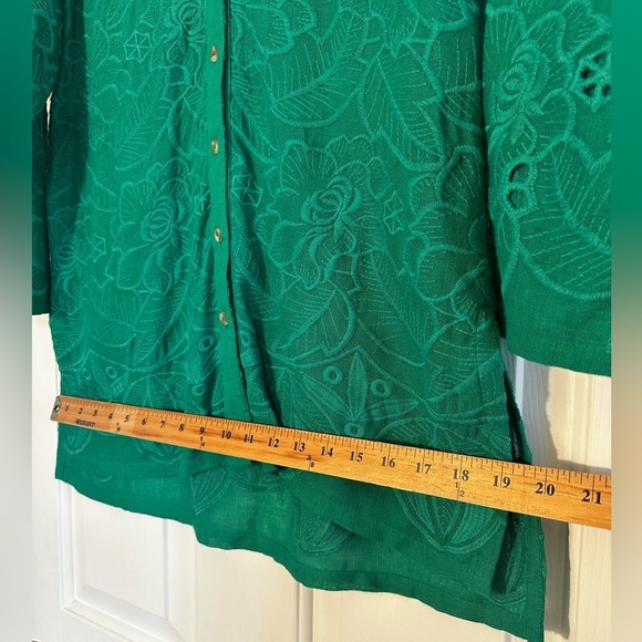 AKEMI + KIN Anthropologie Abacos Green Eyelet Tunic Blouse XS PRISTINE Patty’s - Picture 12 of 13